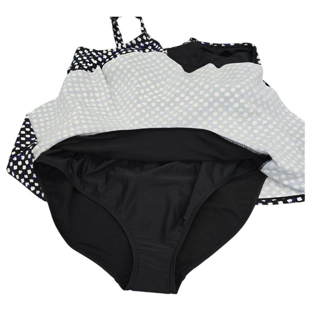Jaclyn Smith One Piece Swimsuit Polka Dot Black White Layered Womens Size 20 - Picture 8 of 14